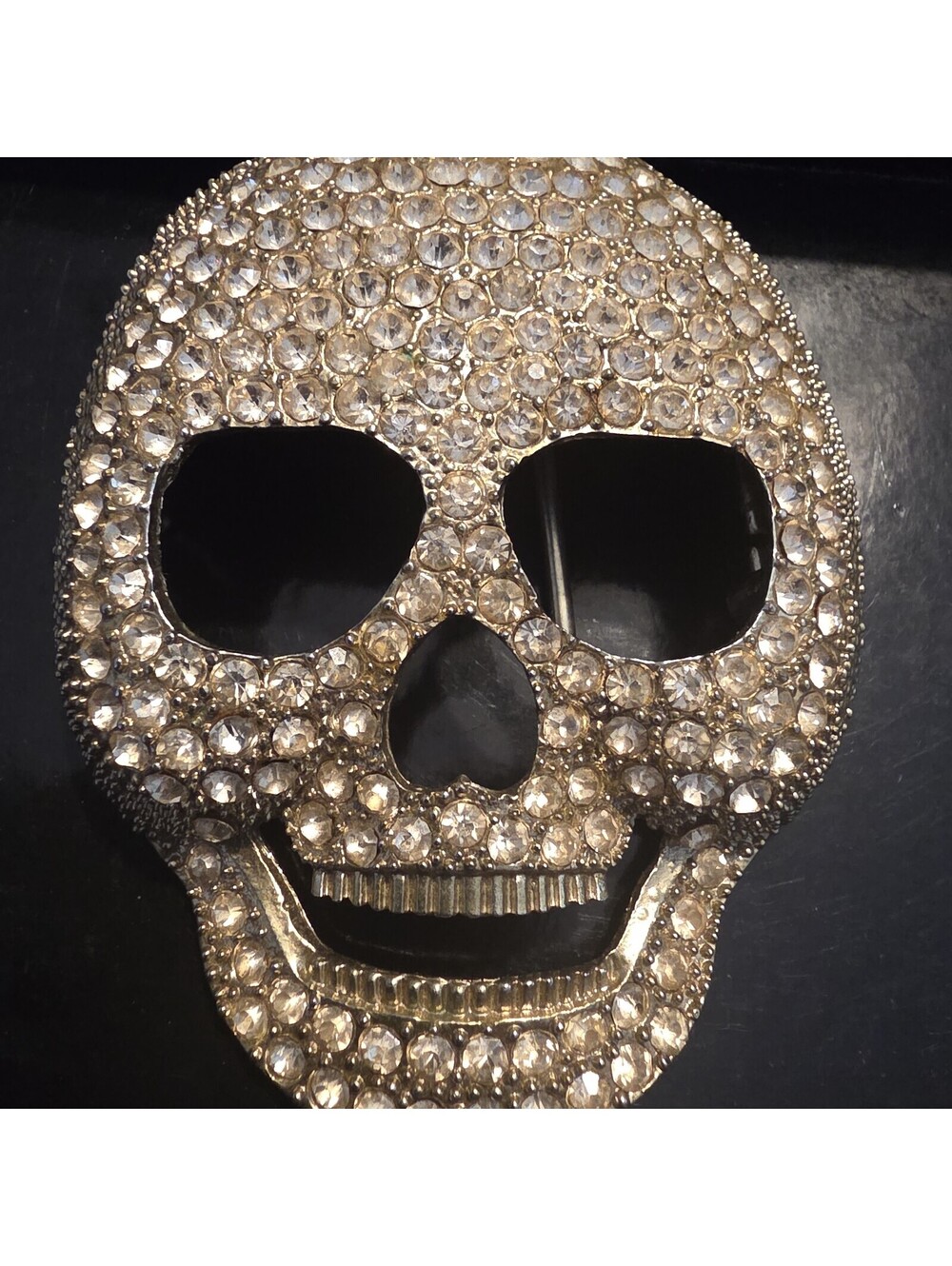 Skull Clear Rhinestones Hip Hop Metal Belt Buckle